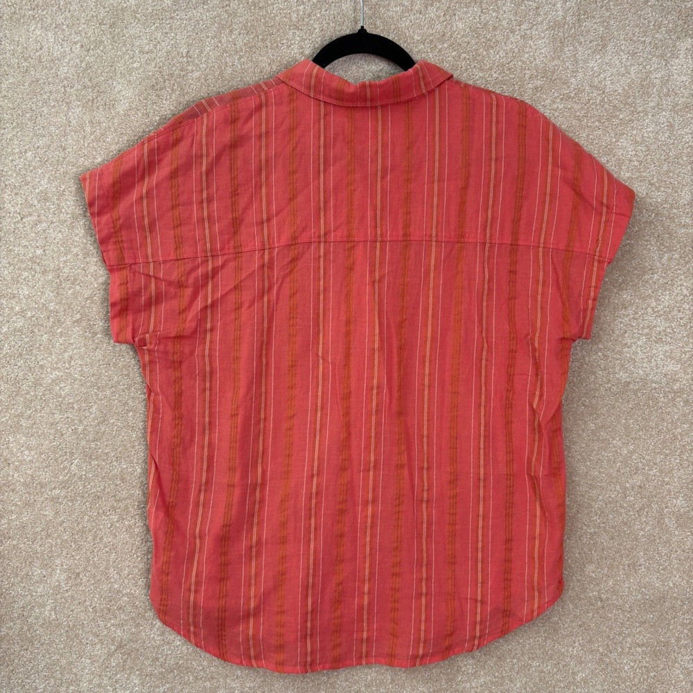 MARINE LAYER Button Down Shirt Womens Medium Stripe Short Sleeve 100% Cotton - Picture 6 of 6